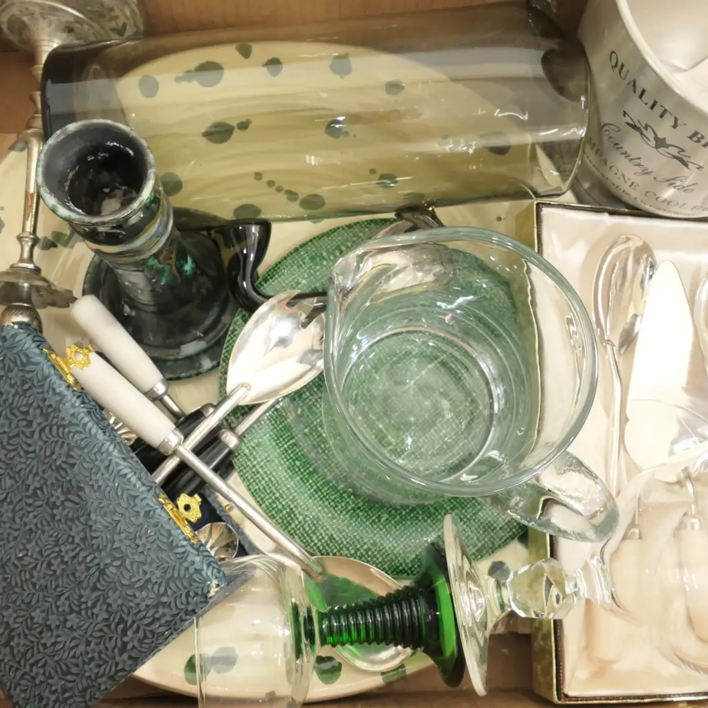 BOX LOT QUALITY EP SETS, CHAMPAGNE BUCKET, PLATTERS, JUGS ETC Image 1++