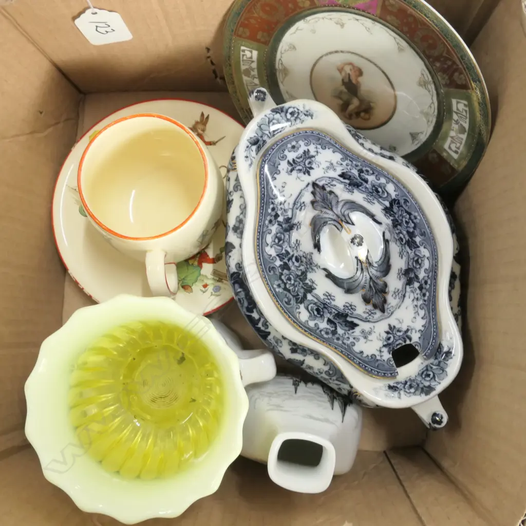 6 ITEMS; SHAVING MUG.B&W LIDDED TUREEN.CUP.PLATE... Image 1++