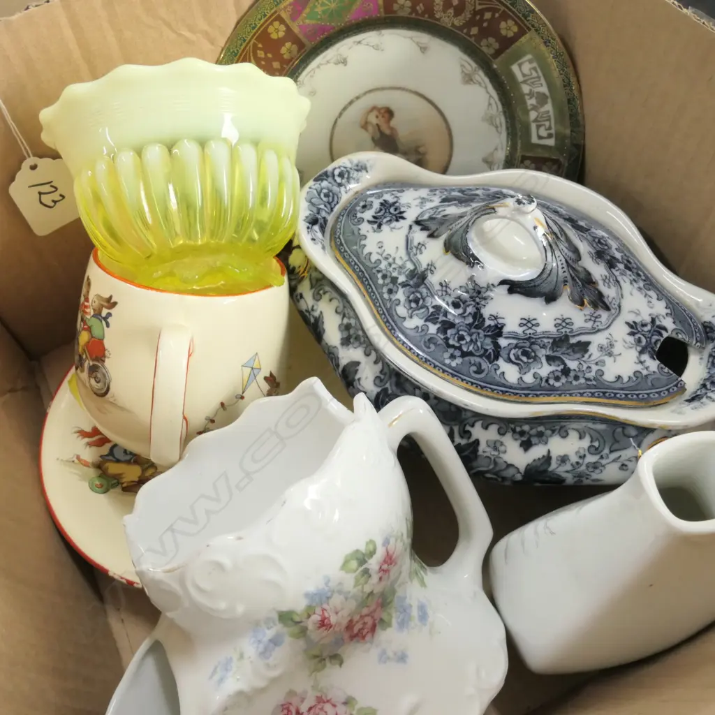 6 ITEMS; SHAVING MUG.B&W LIDDED TUREEN.CUP.PLATE... Image 1++