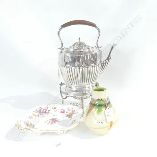 EP SPIRIT KETTLE/R/C/ DERBY PLATE +GERMAN VASE