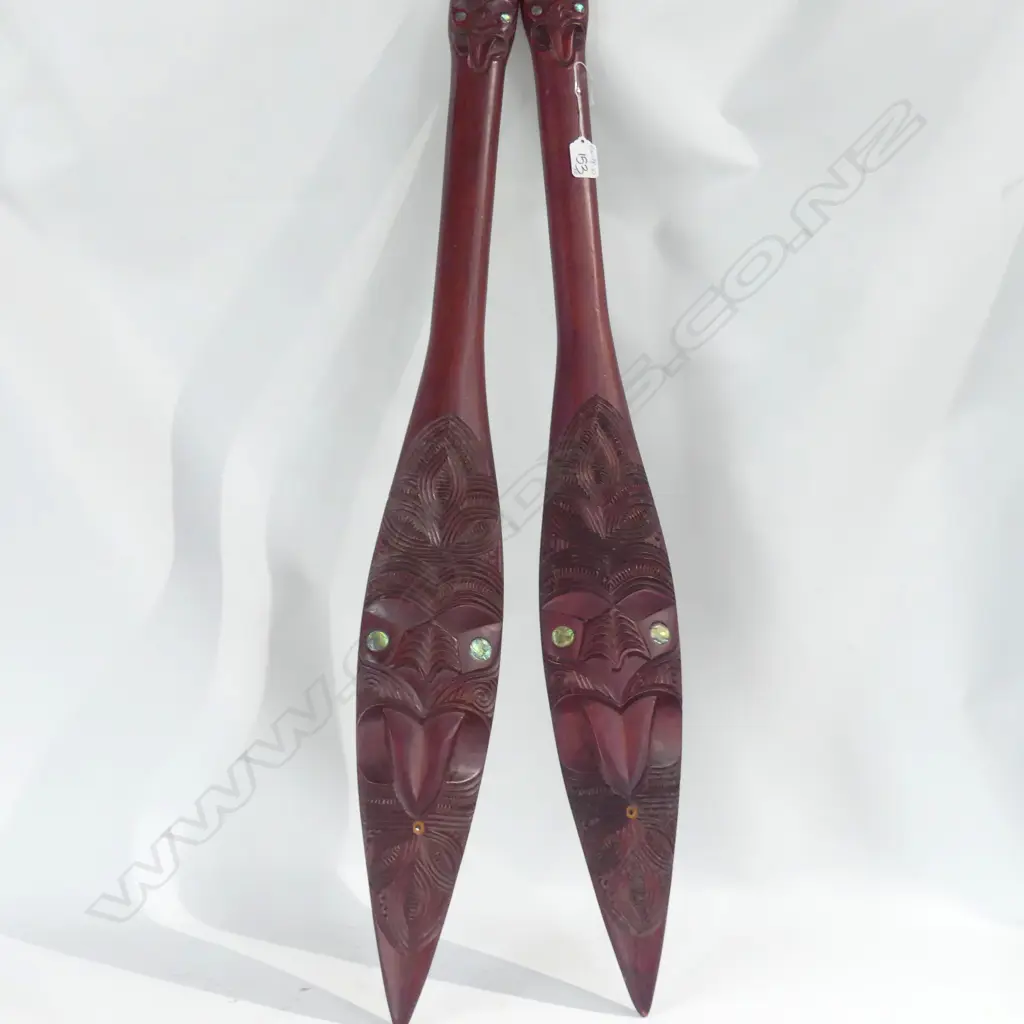 PR MAORI CARVED KAURI PADDLES BY PETER COATSWORTH Image 1++