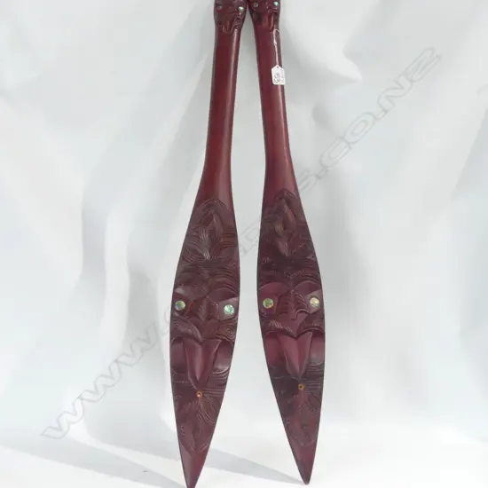 PR MAORI CARVED KAURI PADDLES BY PETER COATSWORTH