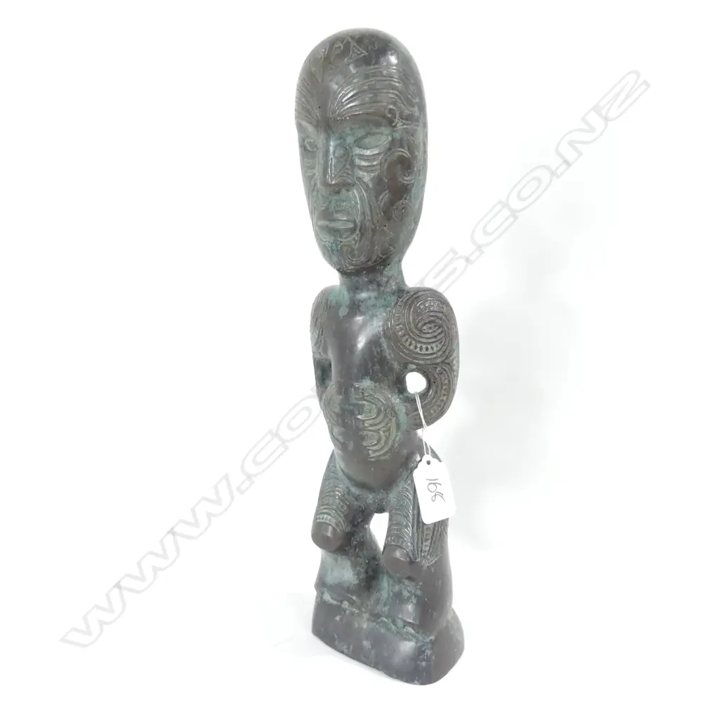 CAST BRONZE MAORI TEKOTEKO FIGURE H 355 MM Image 1++