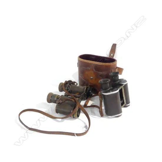 WWI KERSHAW + SON BINOCULARS + ANOTHER PR IN CASE