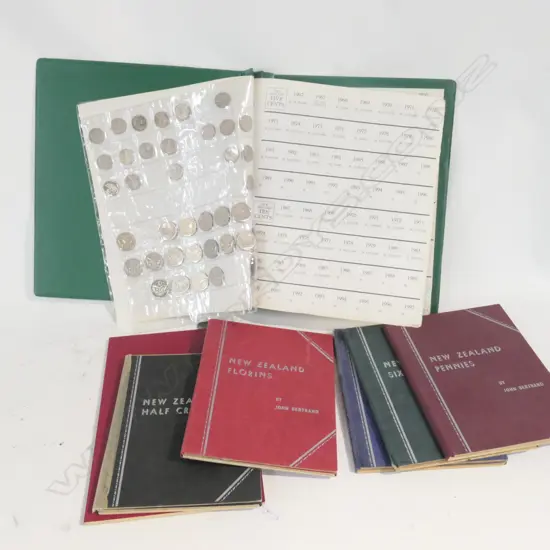 6 NZ 'BERTRAND' COIN ALBUMS (INCOMPLETE) & NZ DECIMAL ALBUM