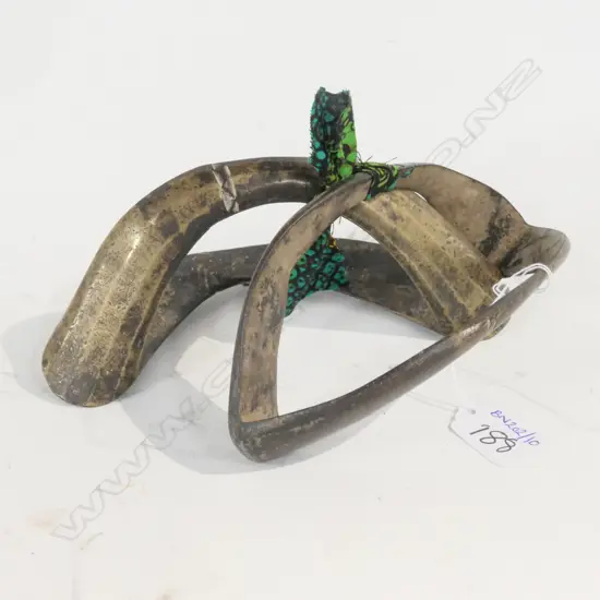 TWO WEST AFRICAN ANTIQUE SENUFU BRONZE CURRENCY ARM BRACELETS 190MM L