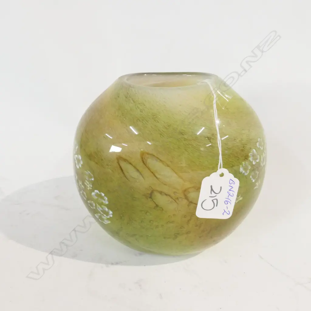 HAND BLOWN ART GLASS VASE FLORAL 'CANE' INCLUSIONS H.135mm Image 1++