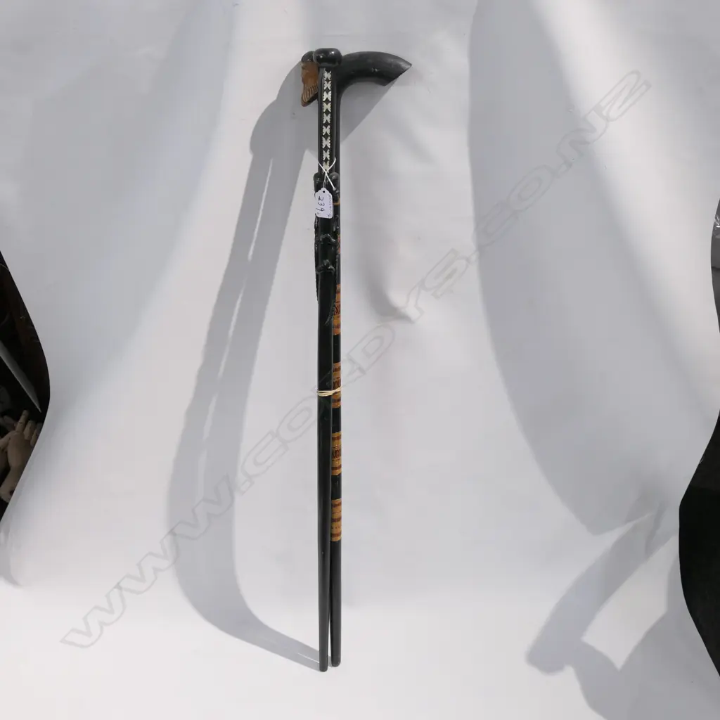 2 WALKING STICKS; 1 SOLOMON IS. MOP INLAY Image 1++