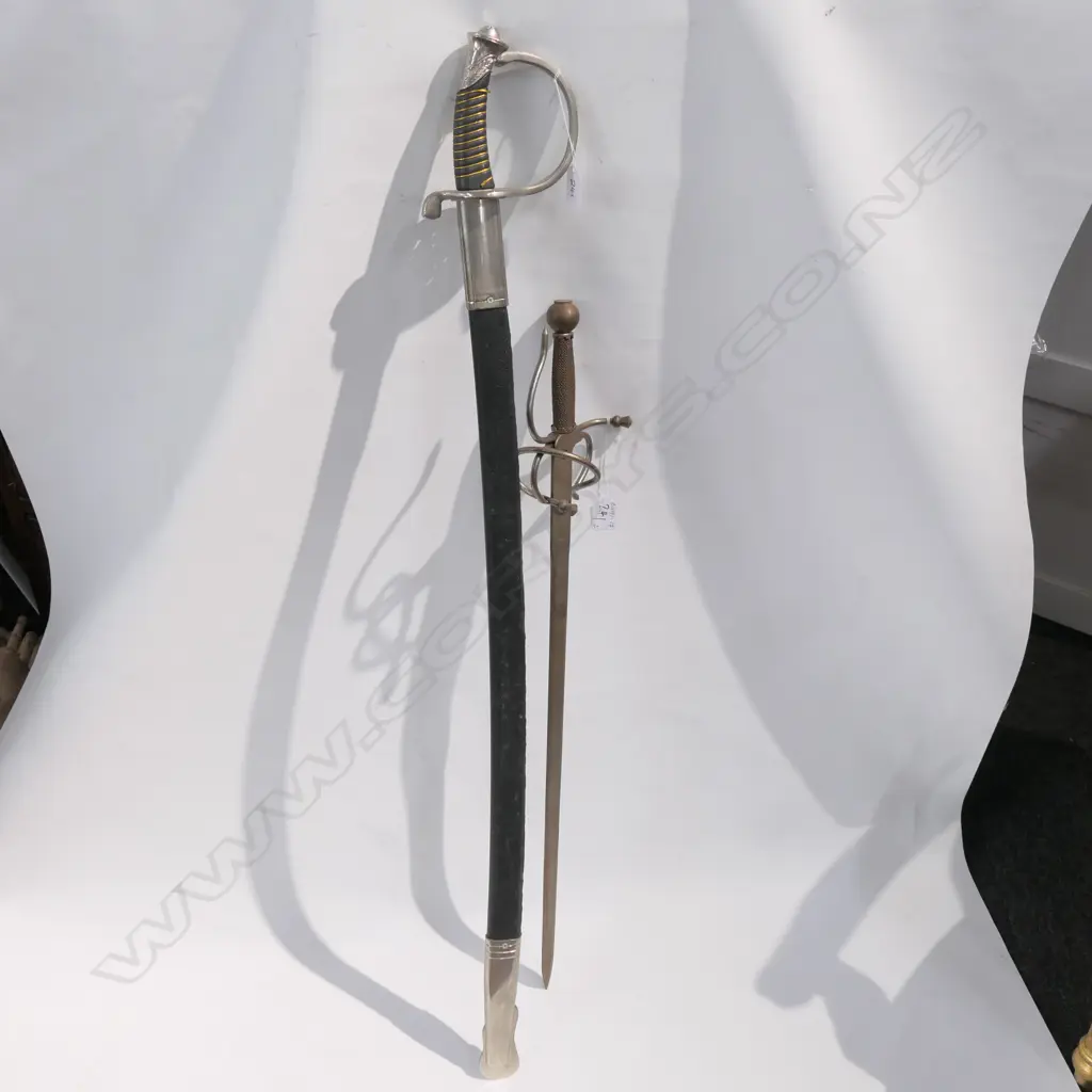 2 OLD STYLE SWORDS: 1 CAVALRY SABER ETC Image 1++