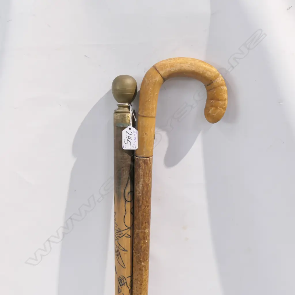2 METAMORPHIC WALKING STICKS: UMBRELLA & POOL CUE Image 1++