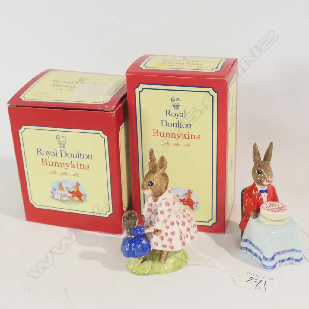ROYAL DOULTON BUNNYKINS HAPPY BIRTHDAY & DOLLY BUNIKINS Image 1++