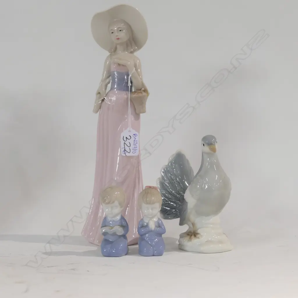 4 FIGURINES; PR PRAYING CHILDREN, DOVE, LADY AF Image 1++