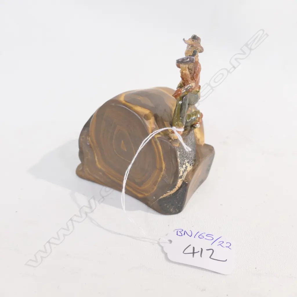 OPAL MINER, ON PETRIFIED WOOD/STONE, WITH NATURAL BOLDER OPAL PIECE Image 1++