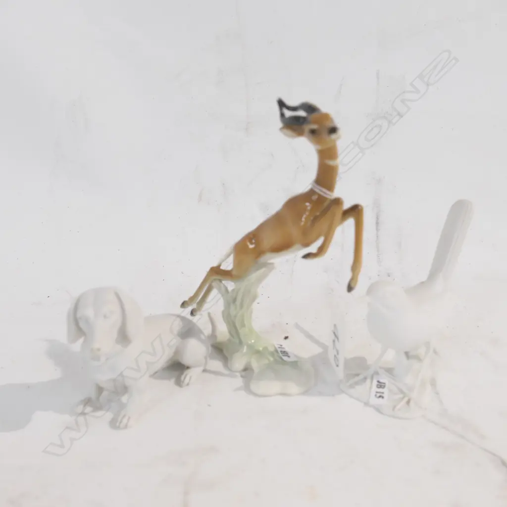 KAISER PORELAIN BIRD +DACHSHUND +HUTSCHENREUTHER ANTELOPE H 160 MM Image 1++