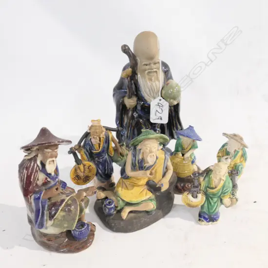 7 CHINESE VINTAGE 'MUD MEN' POTTERY FIGURES