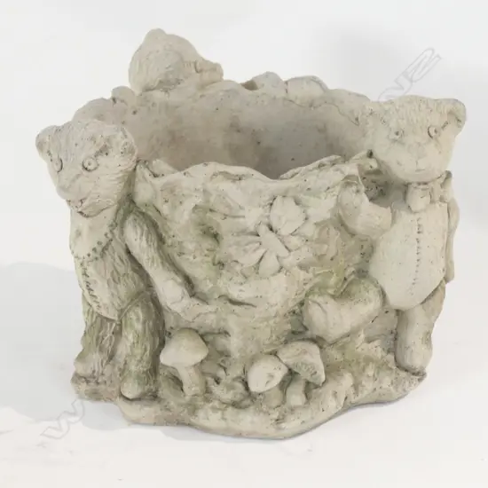 ENGLISH 'DRAGONSTONE' SMALL JARDINIERE MOULDED w BEARS