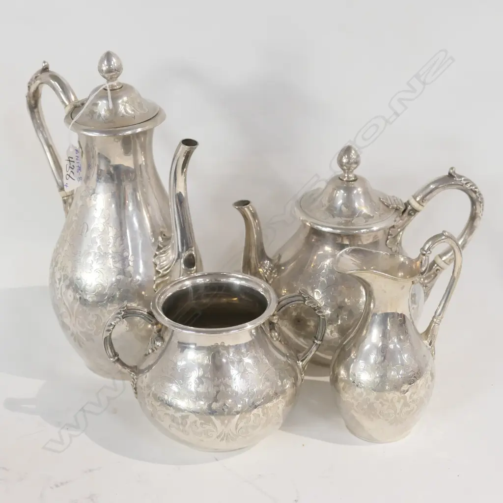 SILVER PLATE 4 PCE TEA & COFFEE SERVICE Image 1++