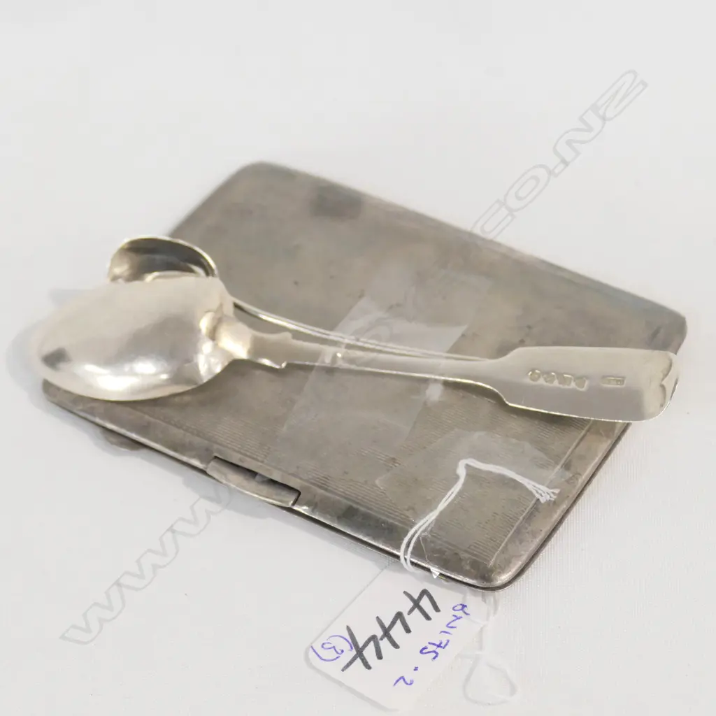 STG. SILVER CARD CASE + 2 SPOONS, 157.3GRMS Image 1++