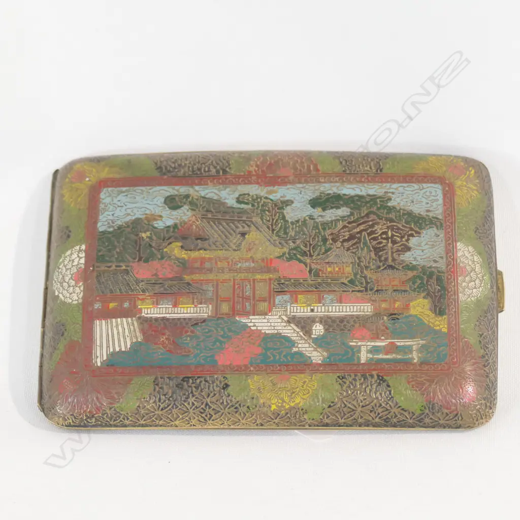 JAPANESE LATE MEIJI ENAMEL PAINTED CIGARETTE CASE Image 1++