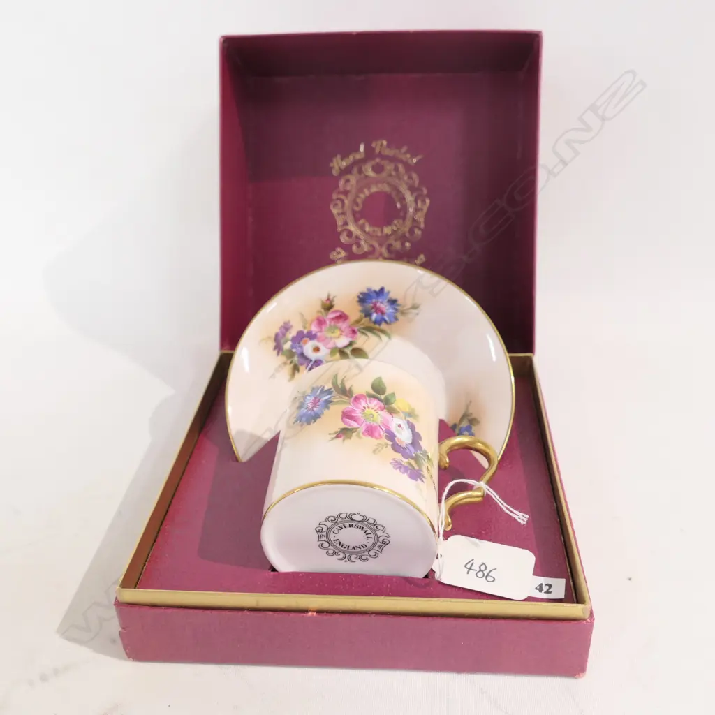 BOXED CAVERSWELL H/PAINTED COFFEE CUP AND SAUCER Image 1++