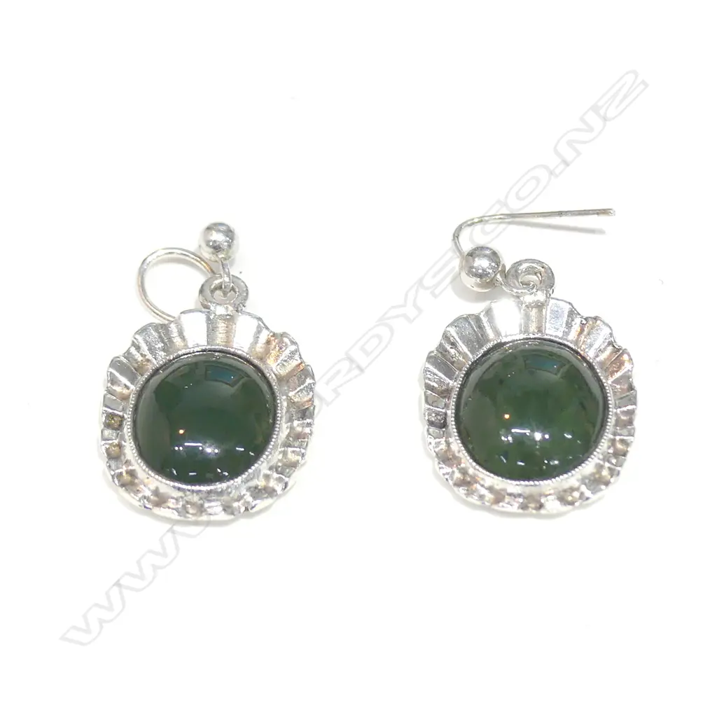 SILVER GREENSTONE EARRINGS Image 1++