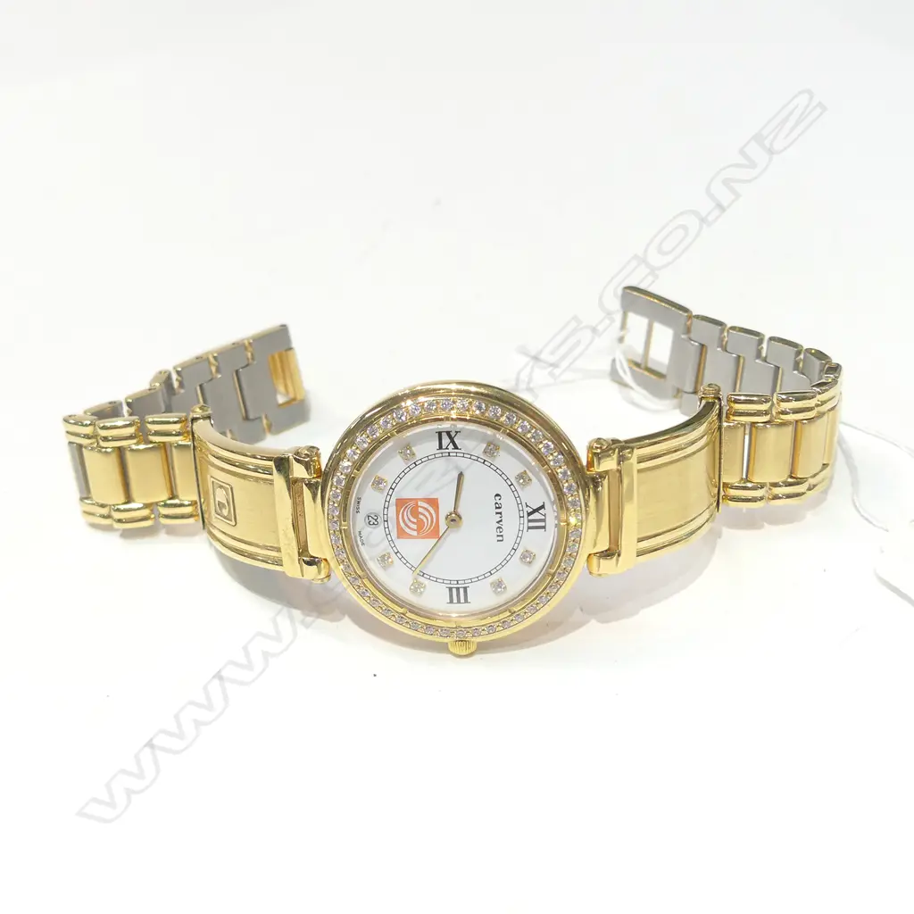 CARVEN GENTS WRISTWATCH GOLD PLATE W/WATCH Image 1++