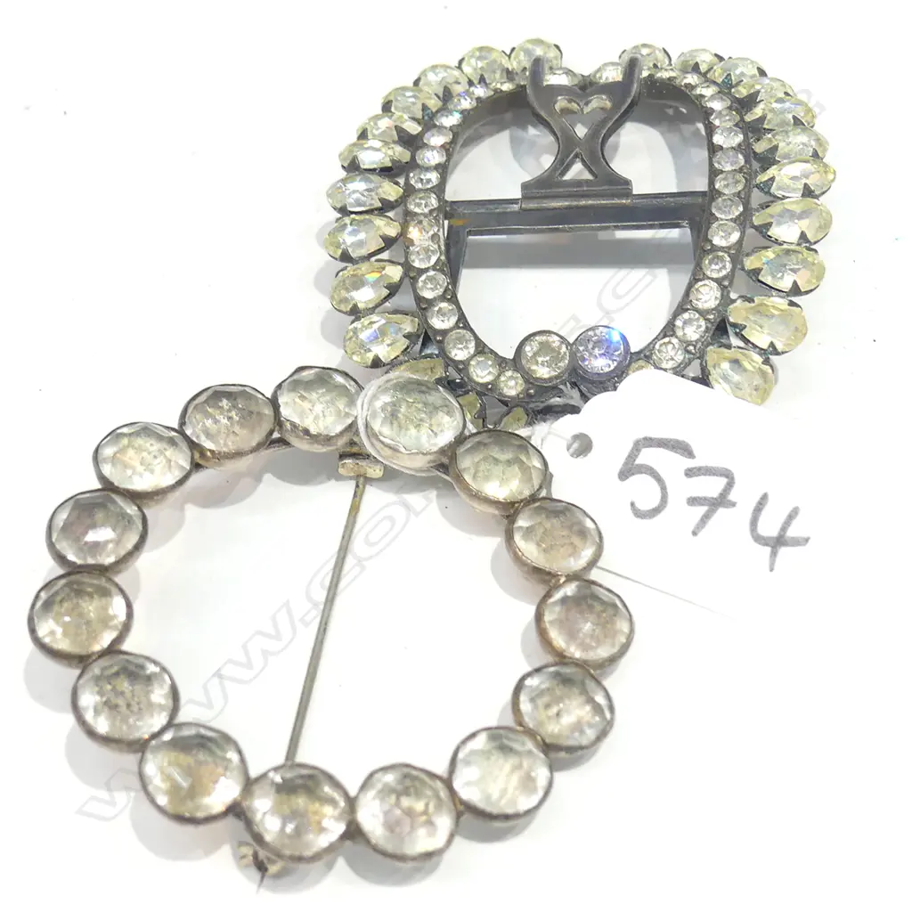 GEORGIAN PASTE BUCKLE & PASTE CIRCLET BROOCH Image 1++