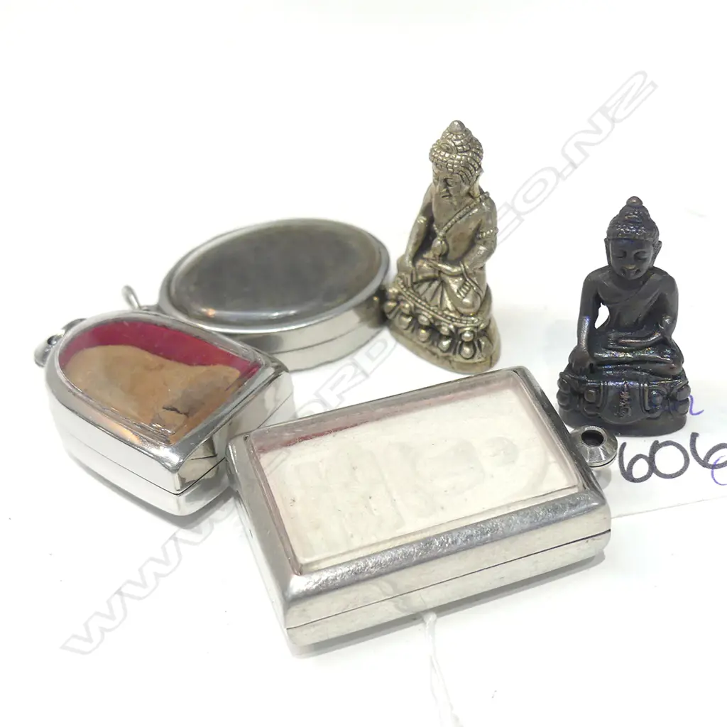 THAI SILVER BUDDHA + OTHER BUDDHA ORNAMENTS Image 1++