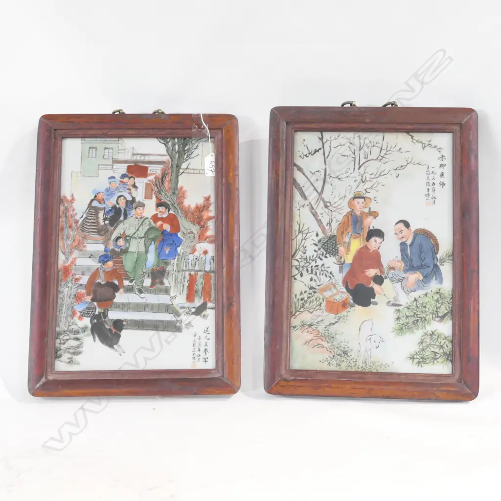 PR 20TH C FRAMED CHINESE FAMILLE ROSE PROCELAIN PLAQUE  Image 1++