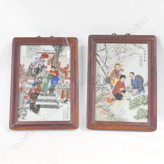 PR 20TH C FRAMED CHINESE FAMILLE ROSE PROCELAIN PLAQUE 