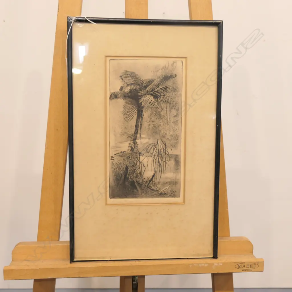 FRANCES MASON ENGRAVING A LONELY PUNGA N.Z 280 X 150 MM Image 1++