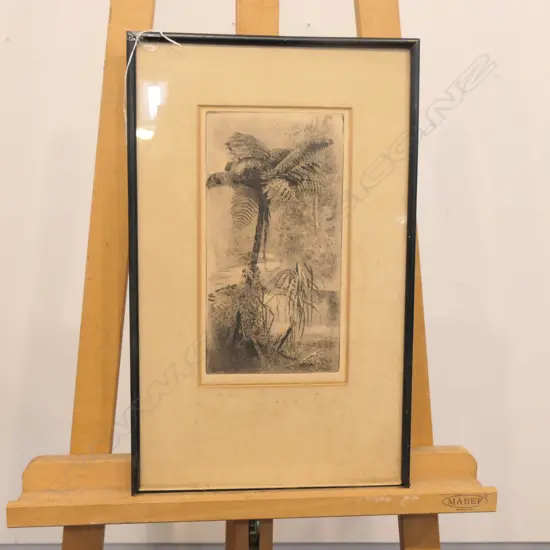 FRANCES MASON ENGRAVING A LONELY PUNGA N.Z 280 X 150 MM