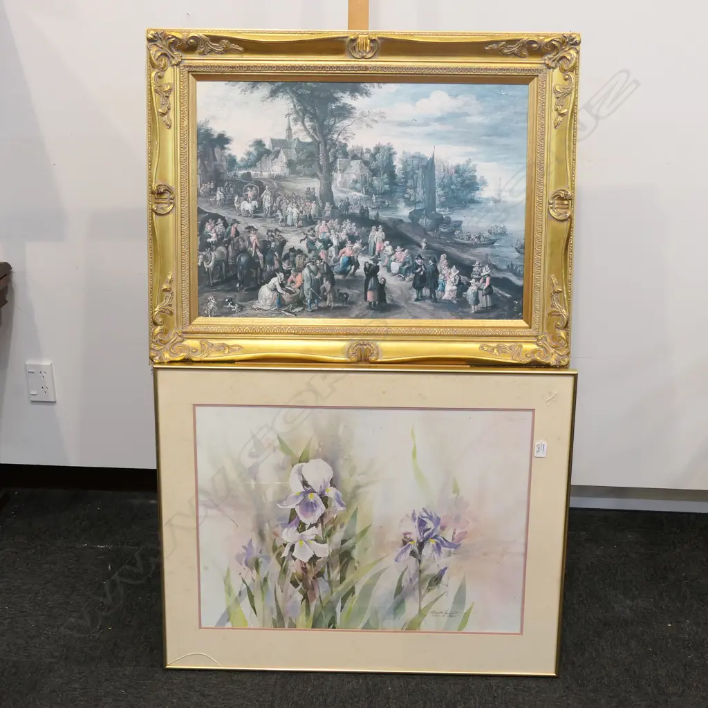 GILT FRAMED PRINT +FLORAL PRINT 890 X 700 MM Image 1++