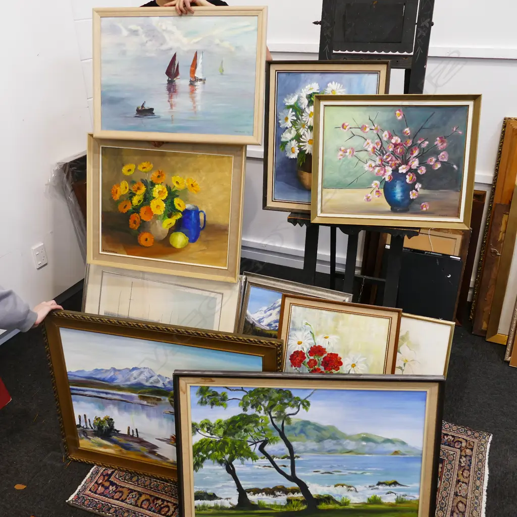 10 FRAMED ARTWORKS - MOSTLY ORIGINAL LANDSCAPES / STILL LIFE Image 1++