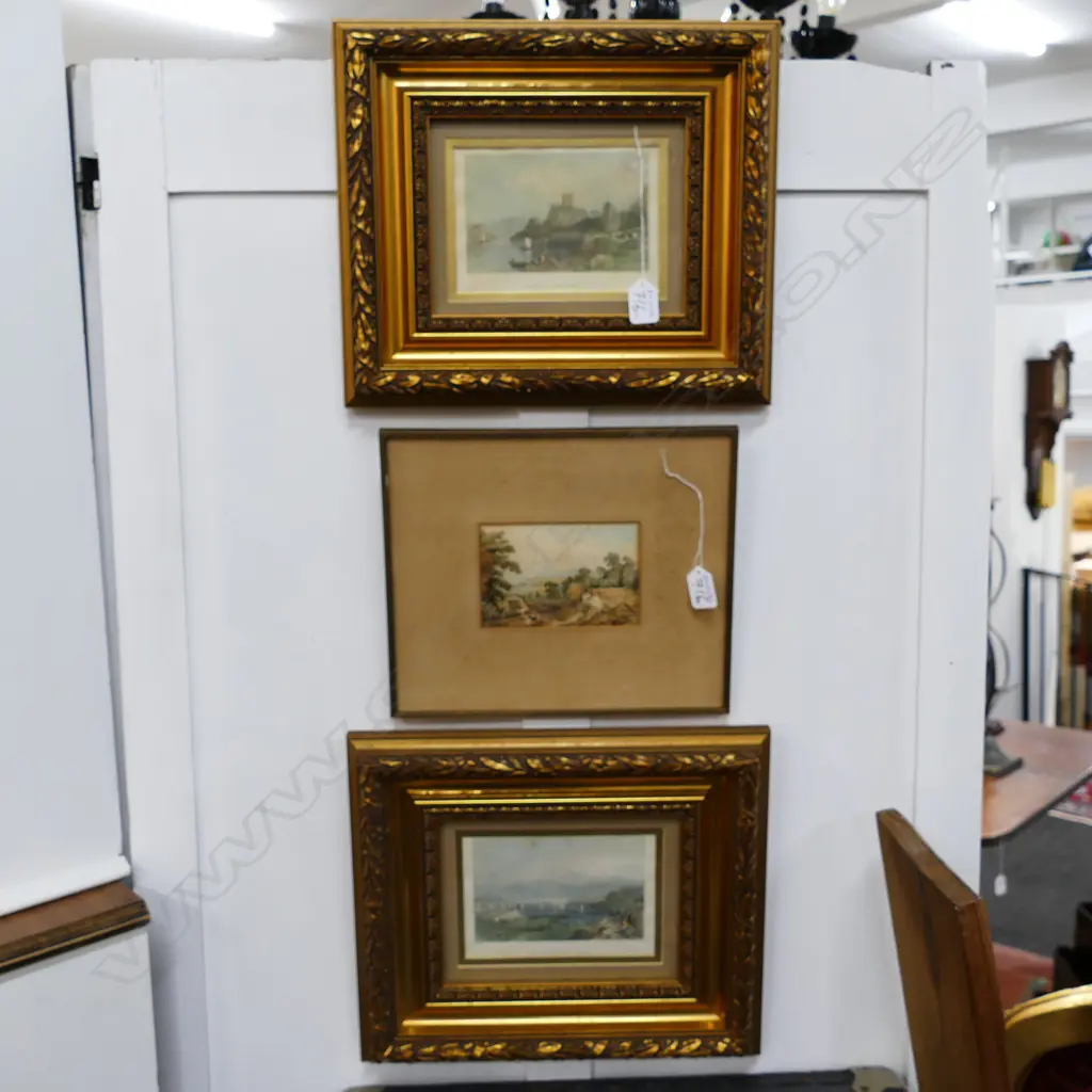 2 GILT FRAMED ENGRAVINGS + 19THC W/COLOUR Image 1++