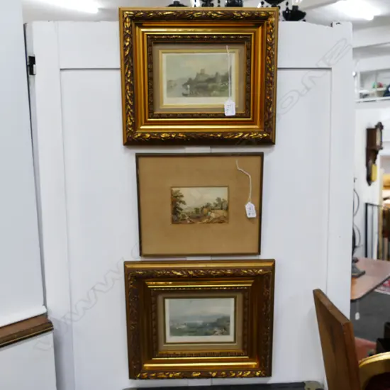 2 GILT FRAMED ENGRAVINGS + 19THC W/COLOUR