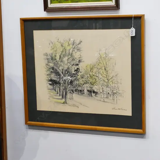 SHONA McFARLANE (1929-2001) LITHOGRAPH w HAND COLOUR, SIGNED, CITYSCAPE, 380 x 470mm