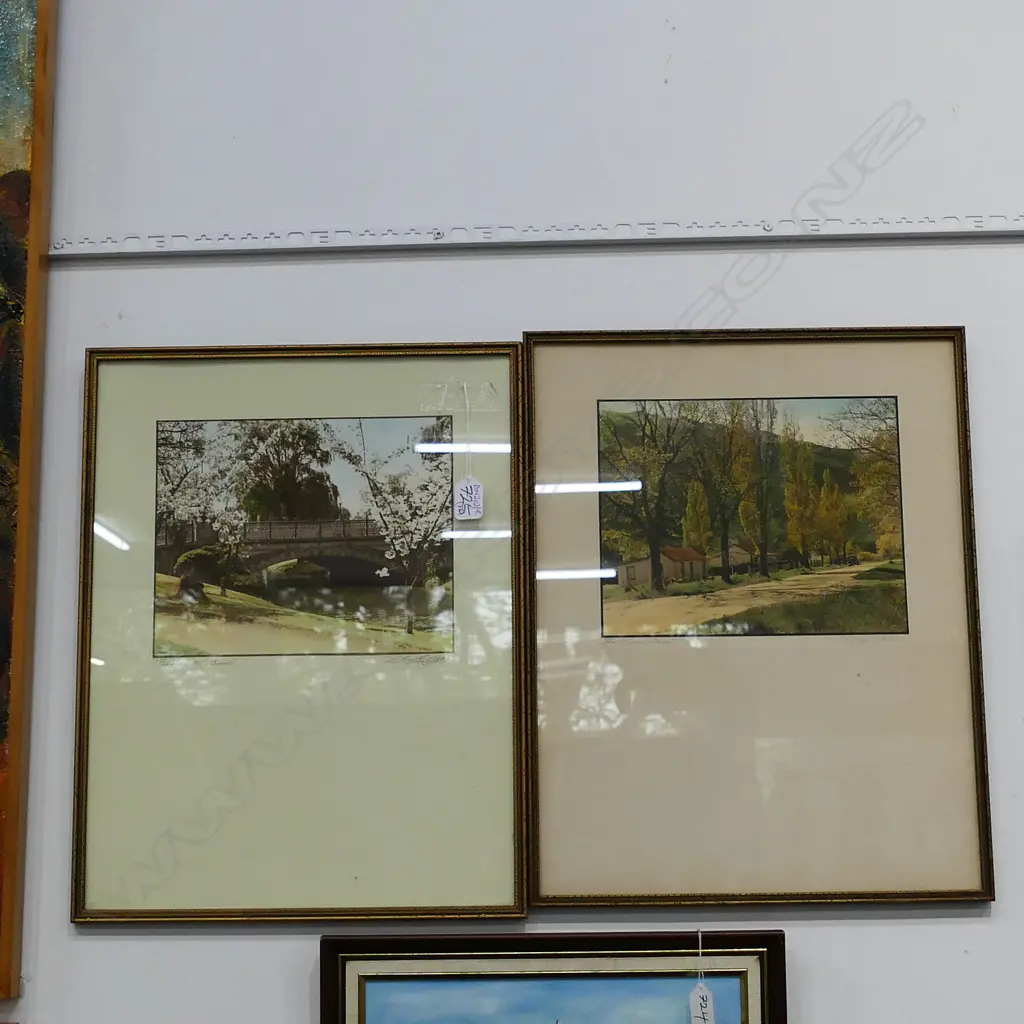2 FRAMED 1940S PHOTOGRAPHS OF ARROWTOWN AND THE AVON BY SAMUEL HALL Image 1++