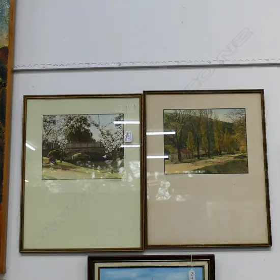 2 FRAMED 1940S PHOTOGRAPHS OF ARROWTOWN AND THE AVON BY SAMUEL HALL