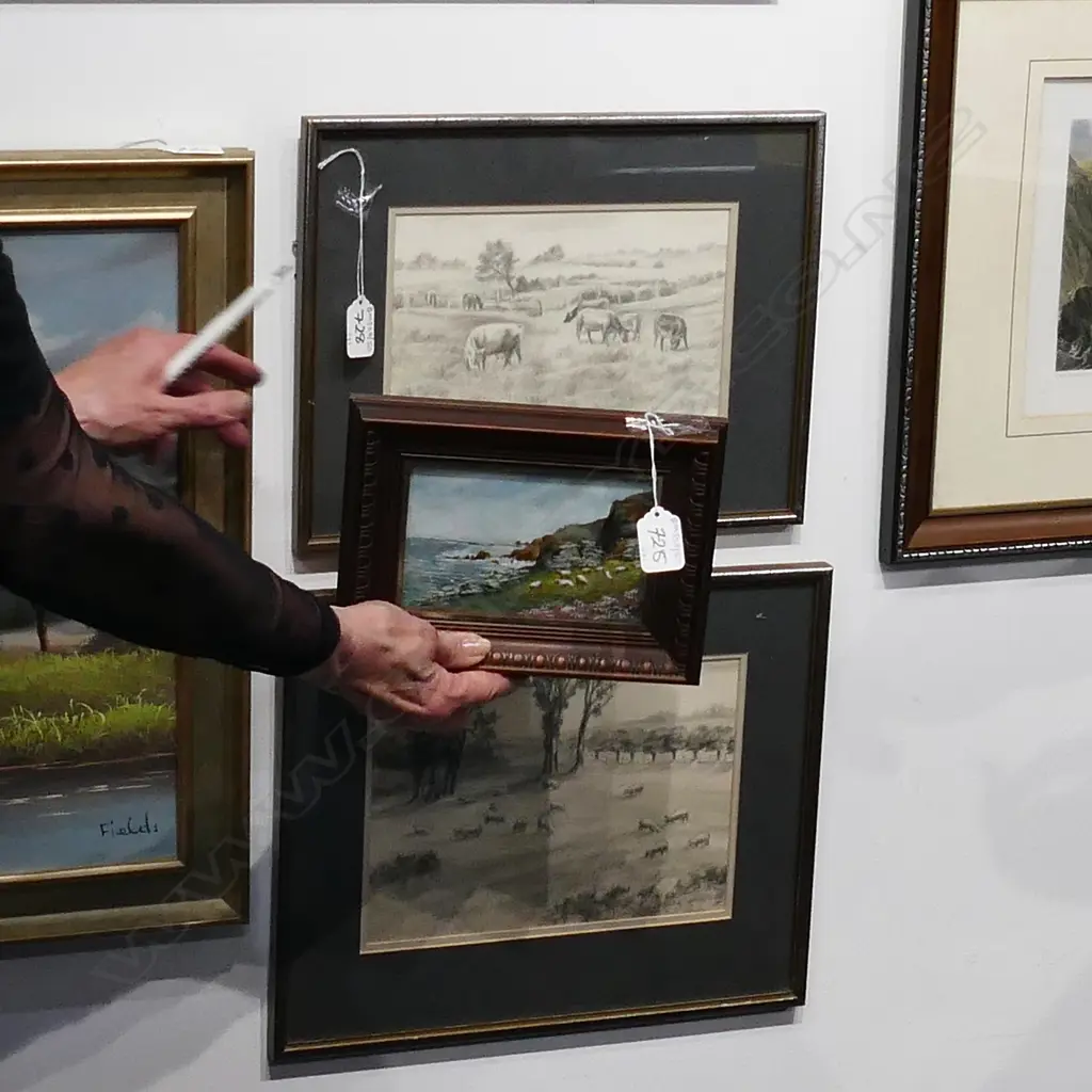 2 PENCIL DRAWINGS + SMALL W/C SHEEP SIGNED ROBERTSON Image 1++