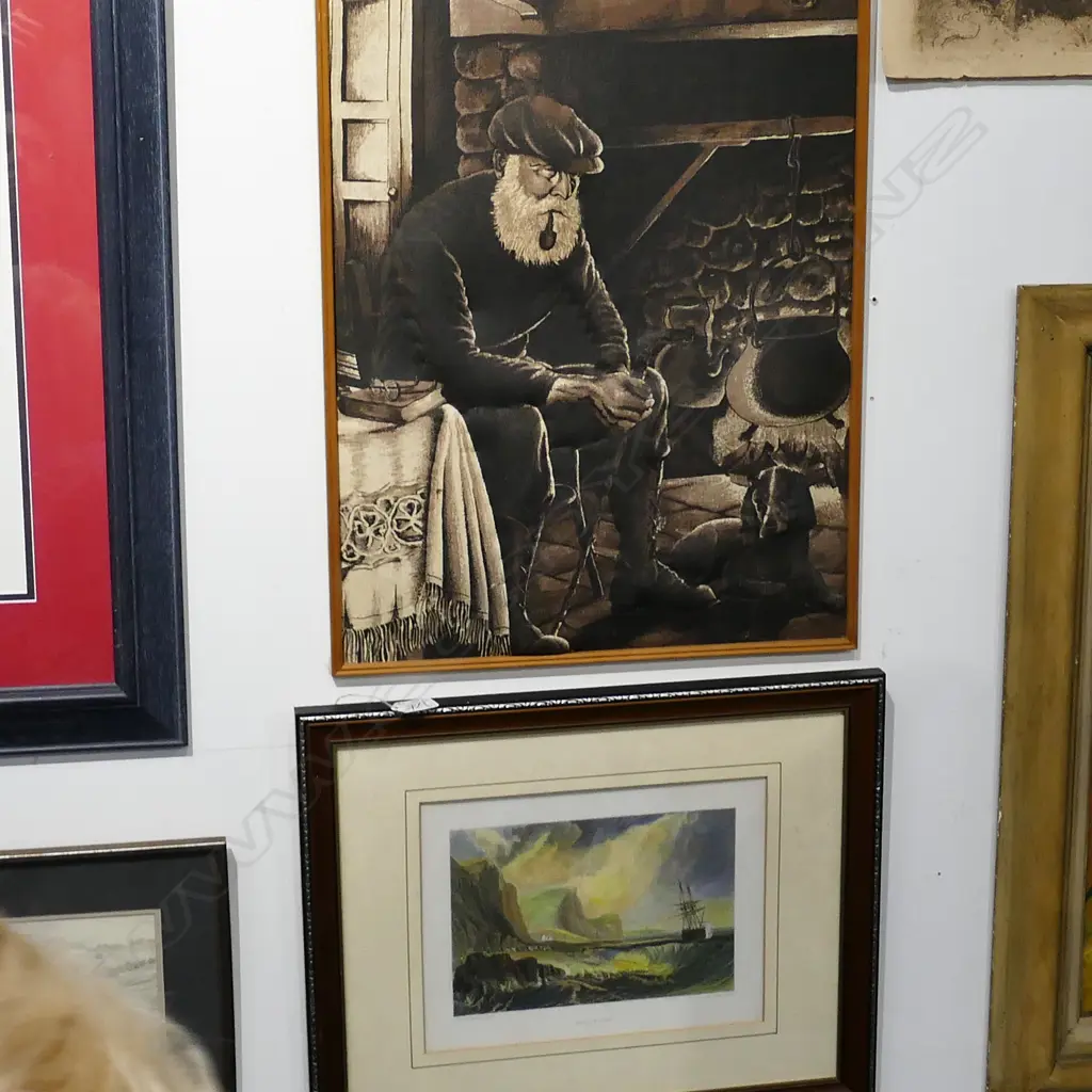 2 FRAMED WORKS; 'BIRDPORT' ETCHING 400MM H 480MM W AND 3D INTERIOR SCENE Image 1++