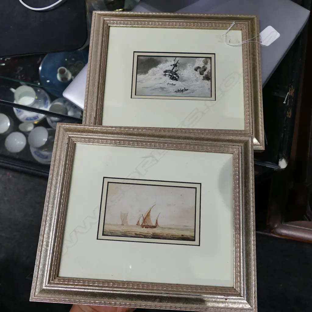 PR VICT MINATURE SEASCAPE WATERCOLOURS Image 1++