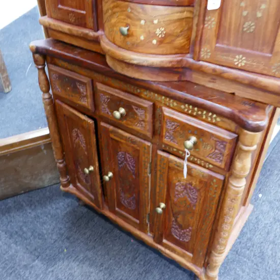 SMALL INDIAN BRASS INLAID COLLECTORS  CHEST