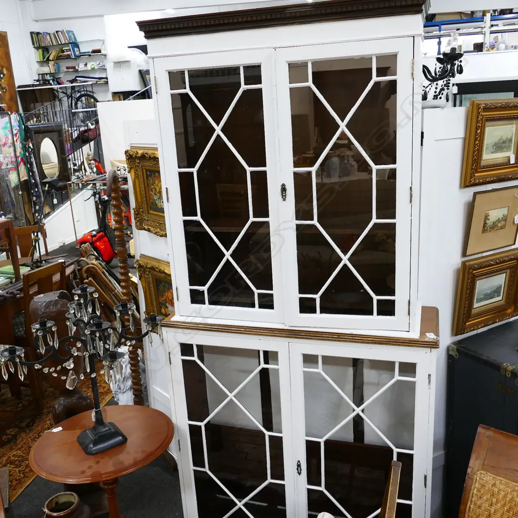 WHITE PAINTED GEORGIAN STYLE BOOKCASE H 2140 MM Image 1++