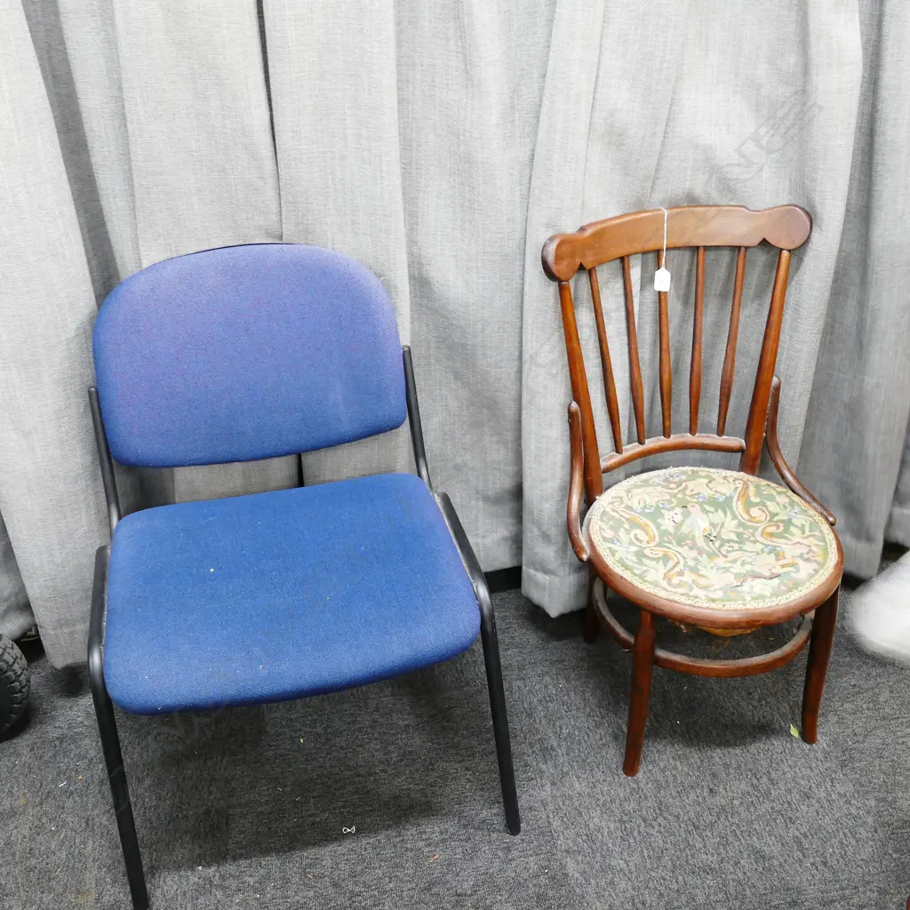 SPOKE BACK CHAIR WITH BLUE SIDE CHAIR Image 1++