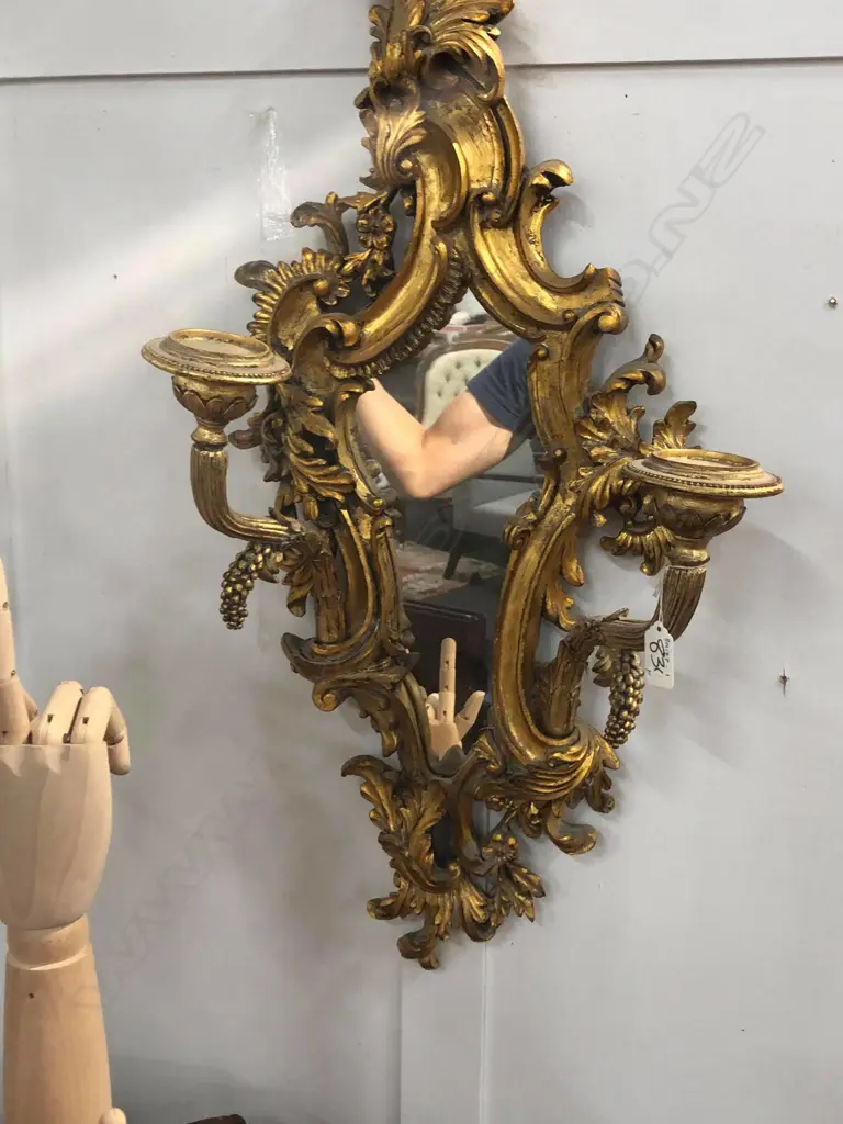 PR GILT ROCOCO STYLE WALL SCONCES Image 1++