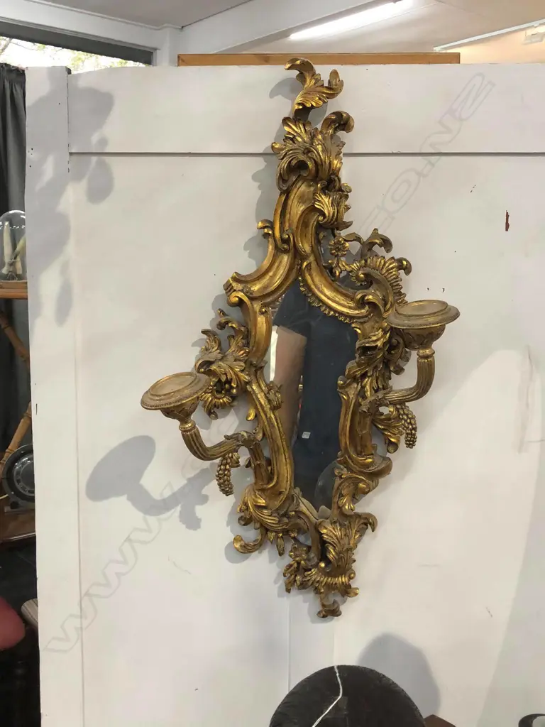 PR GILT ROCOCO STYLE WALL SCONCES Image 1++