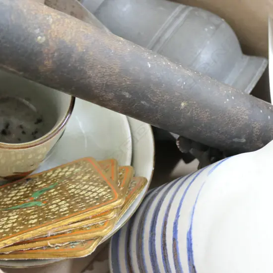 LOT ASST INCL. BRASS TELESCOPE / CHINA ETC