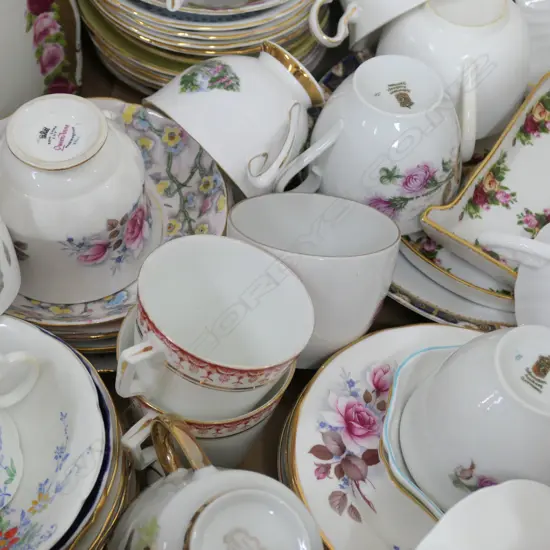 BOX LOT ASST CHINA INCL. OLD COUNTRY ROSES, COALPORT ETC