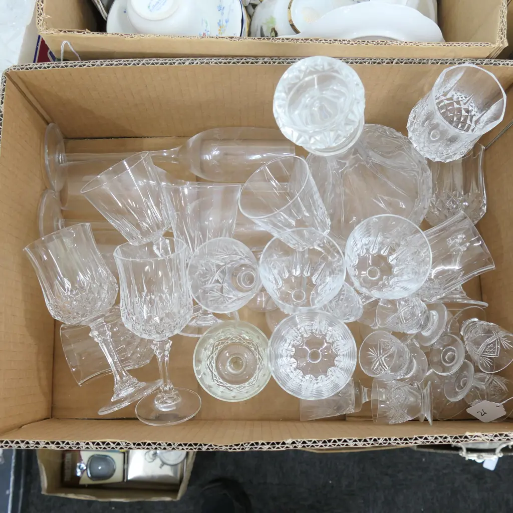 LOT ASST  STEMMED CRYSTAL AND GLASSWARE INCL. DECANTER Image 1++